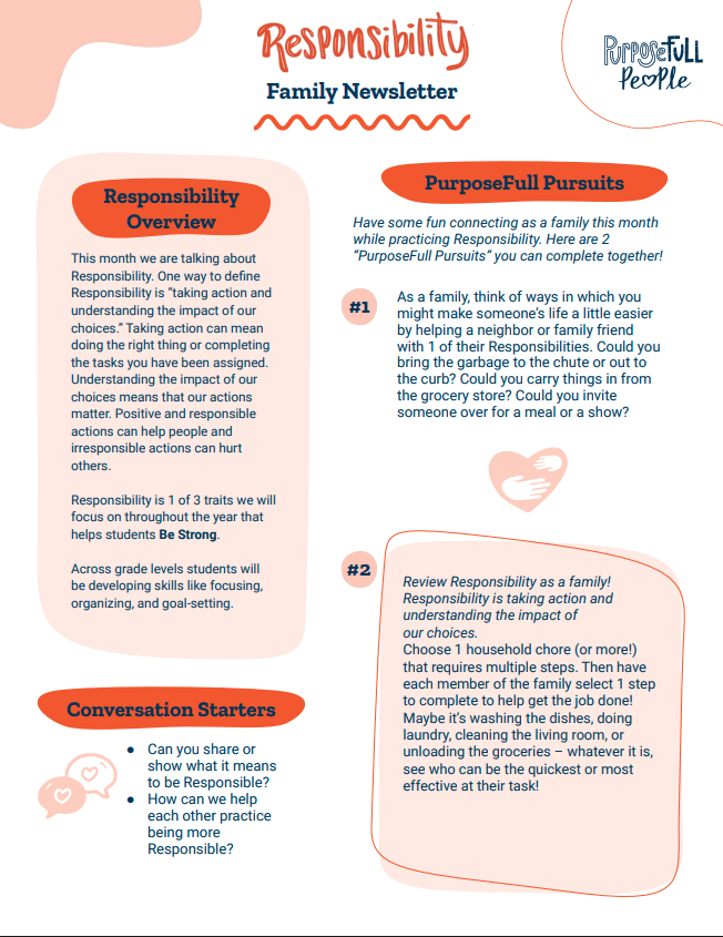 Responsibility October Character Trait English