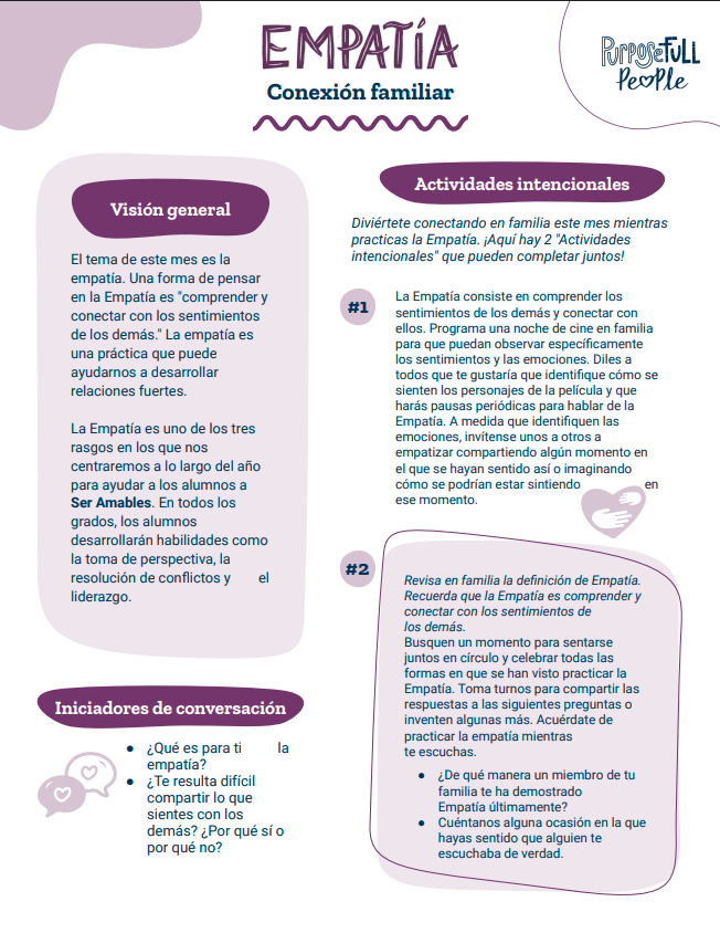 Empathy December Character Trait Spanish