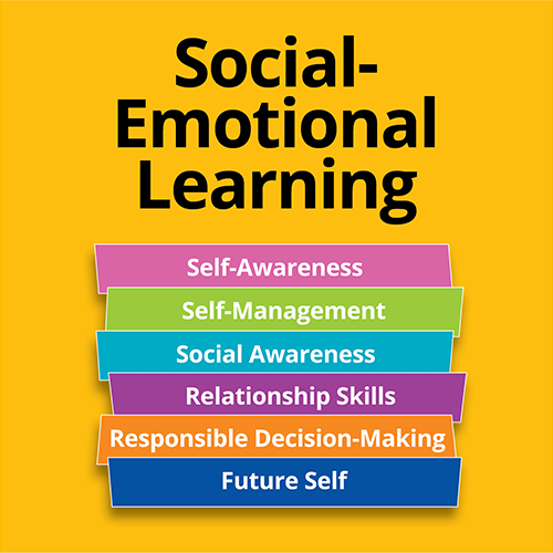 stack of books with text "social emotional learning"