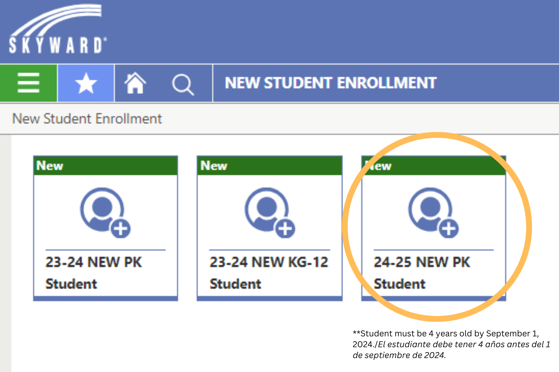 Once logged in to Skyward, click this form to complete PreK registration.