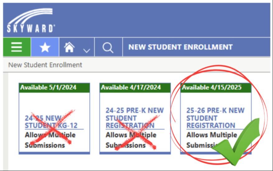 Once logged in to Skyward, click this form to complete PreK registration.