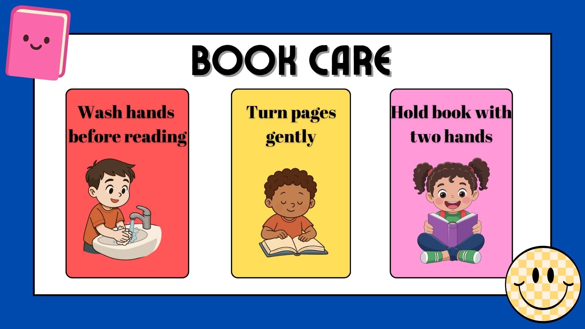 Posters on how to care for books