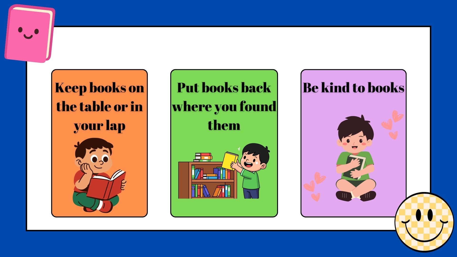 Posters on how to care for books