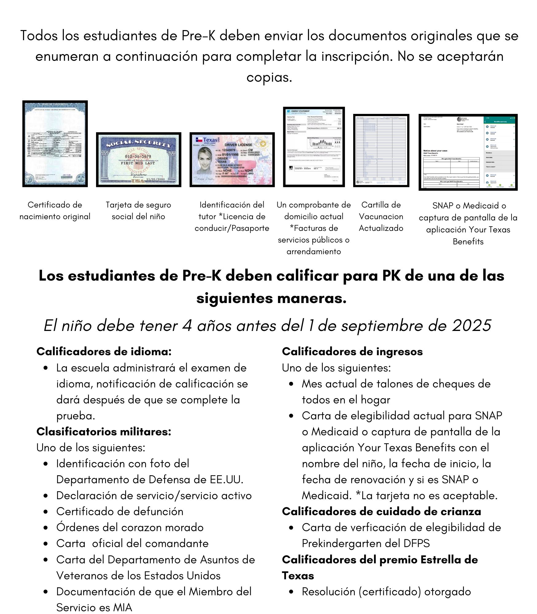 New Student Registration 2025-2026 Info in Spanish