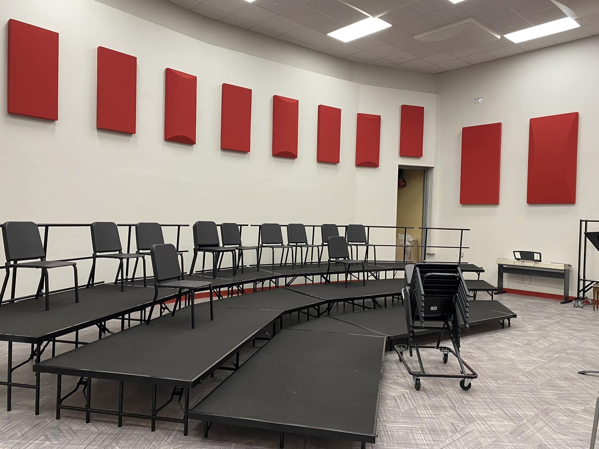 Newly renovated high school choir room