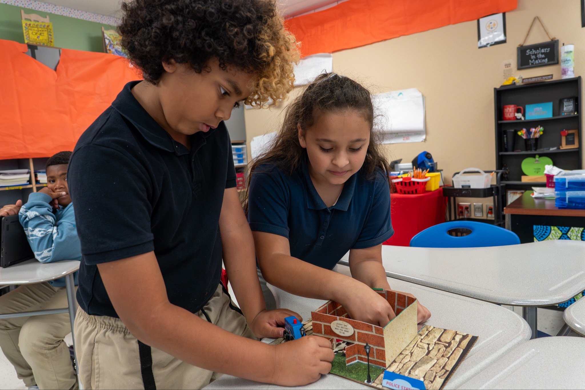 Students working