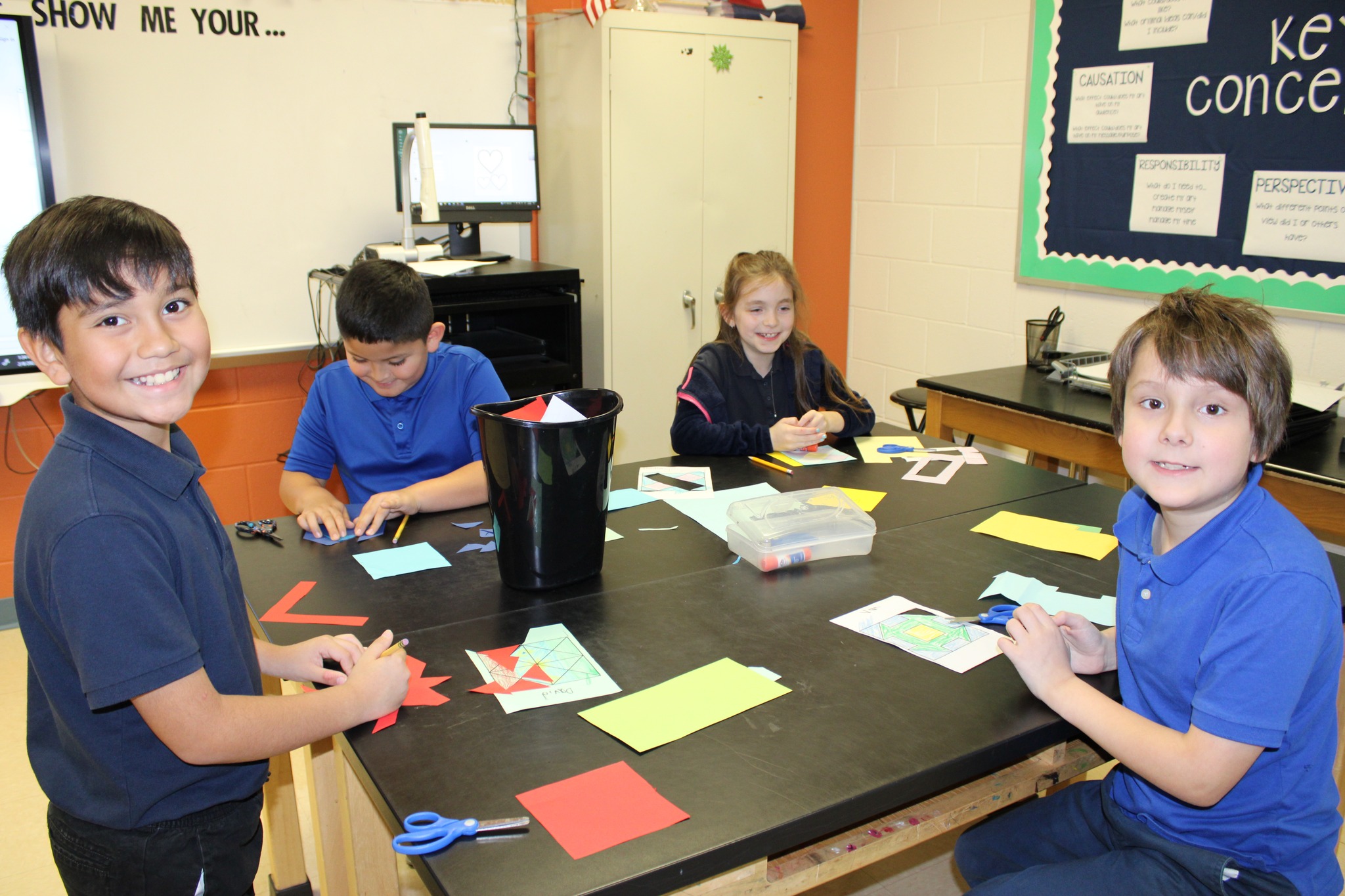 Kids working on cards