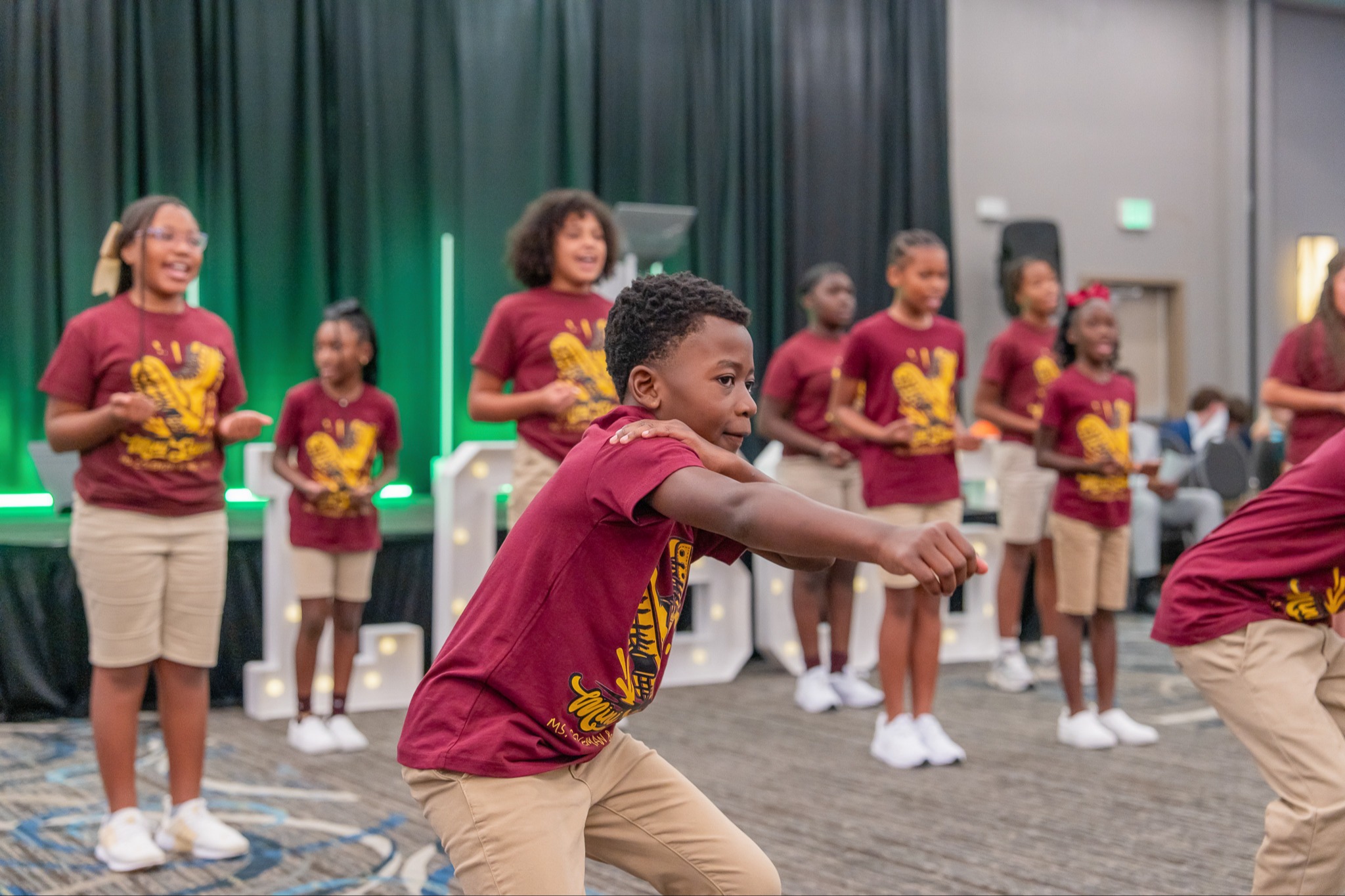 student from step team performing