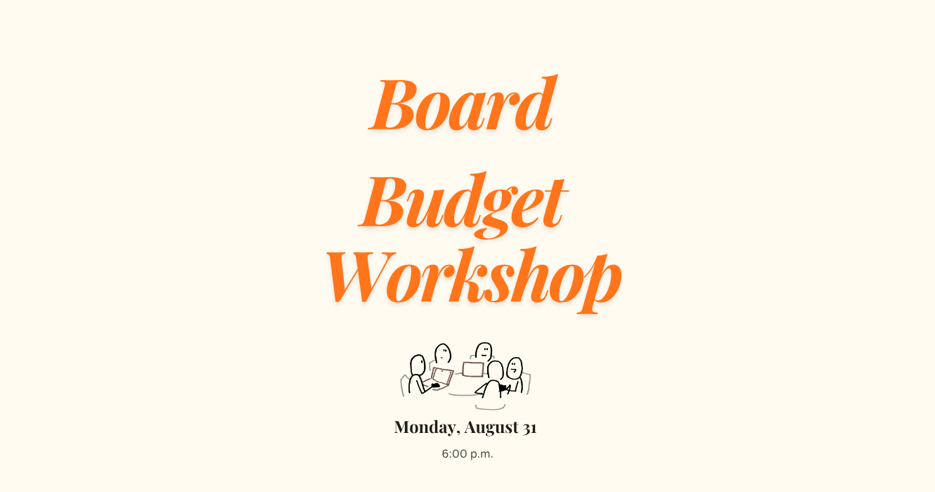 Cream and Orange Board Budget Meeting Notice