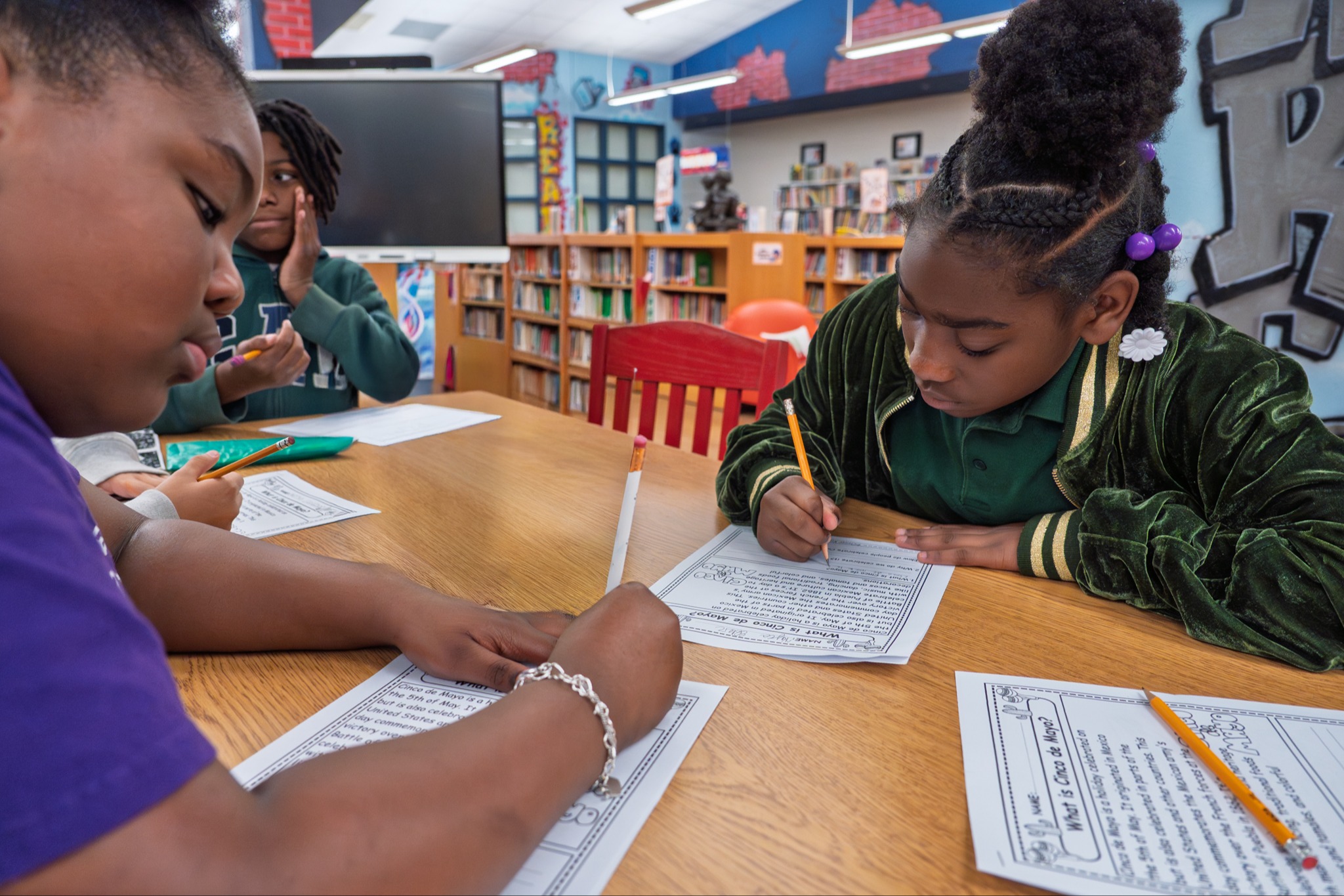Students working