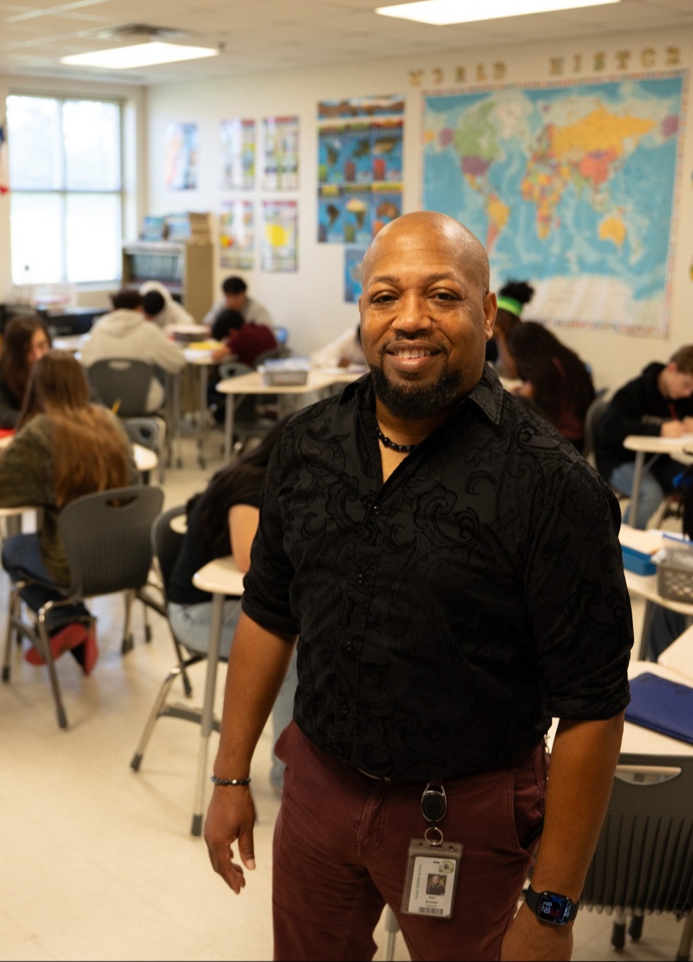 Mr Bonner standing in front of class