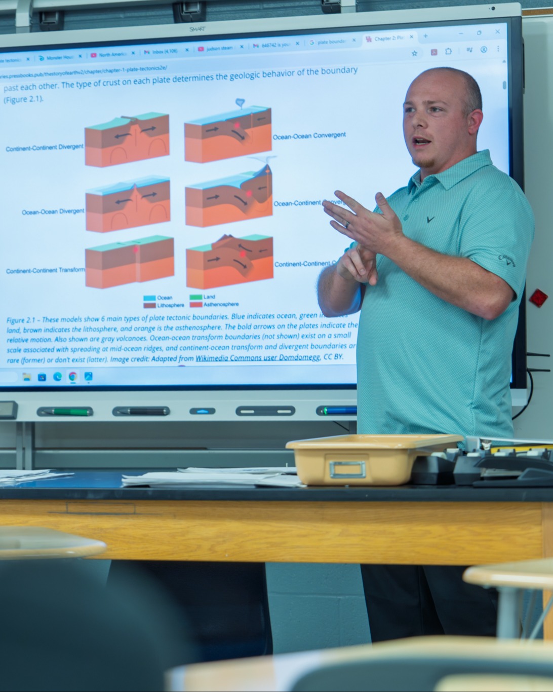 science teacher facilitating class