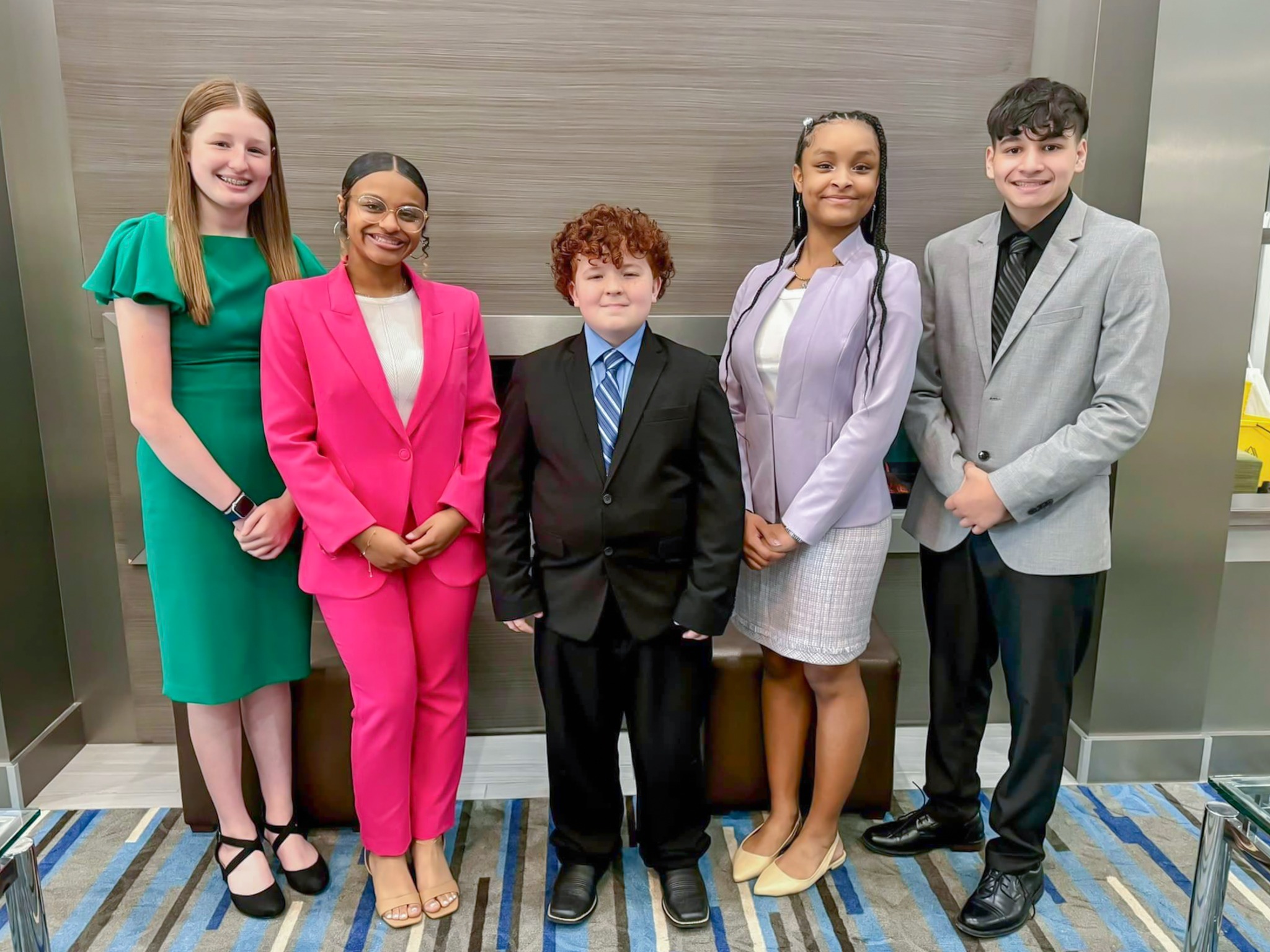 students ready to meet with business professionals