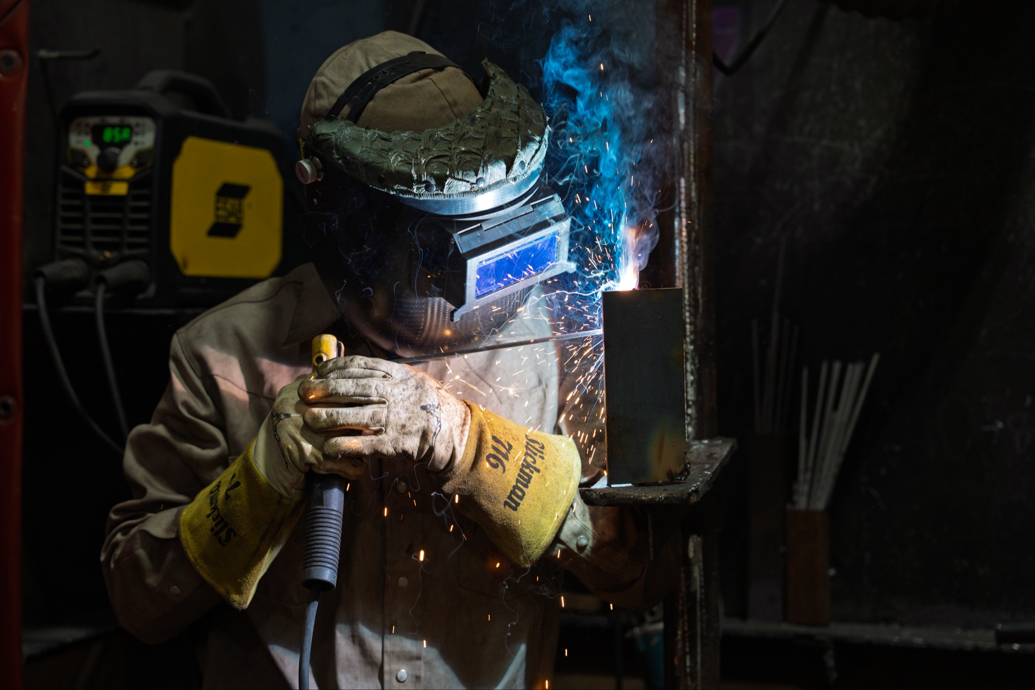 student welding