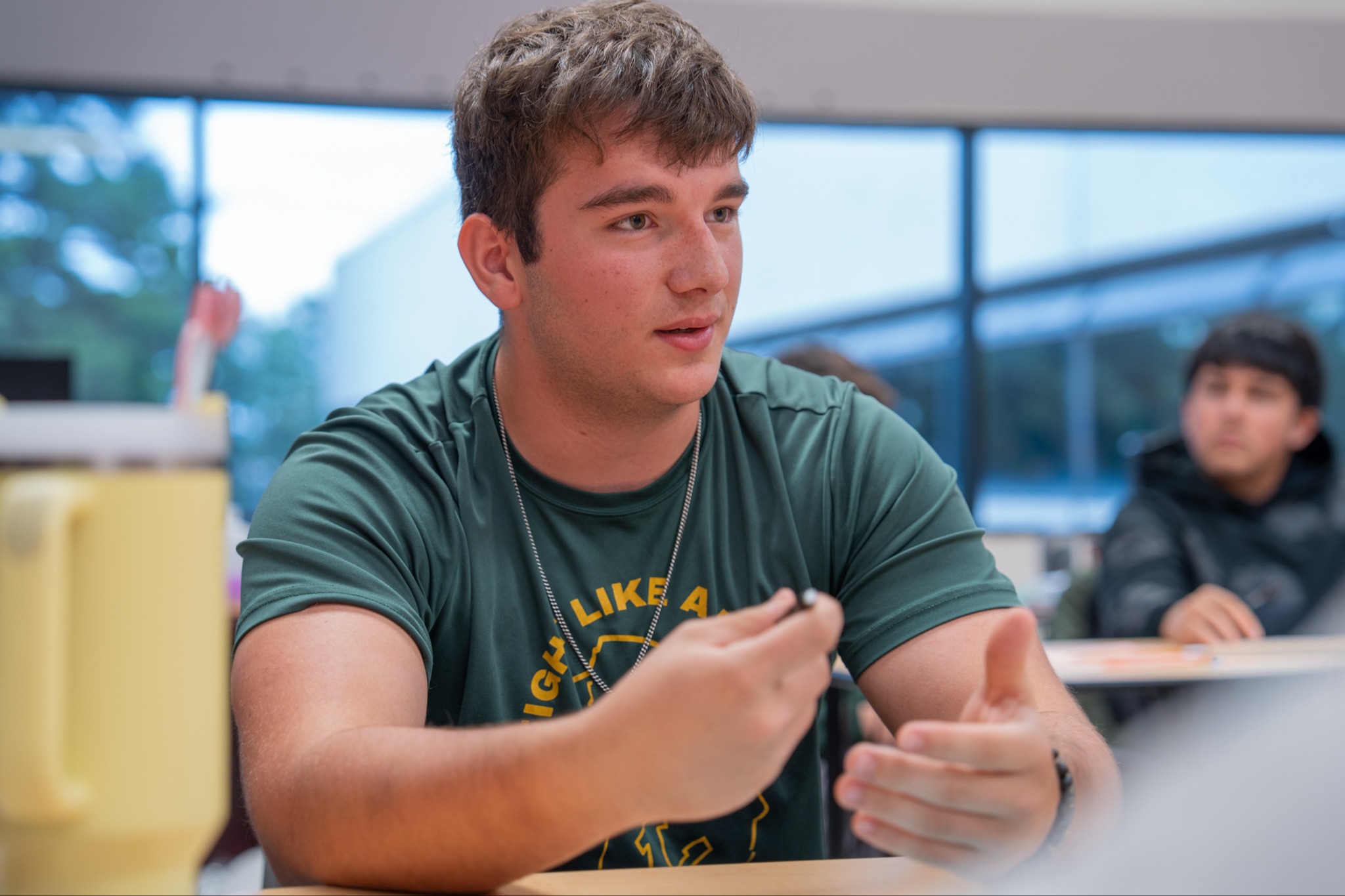 student speaking