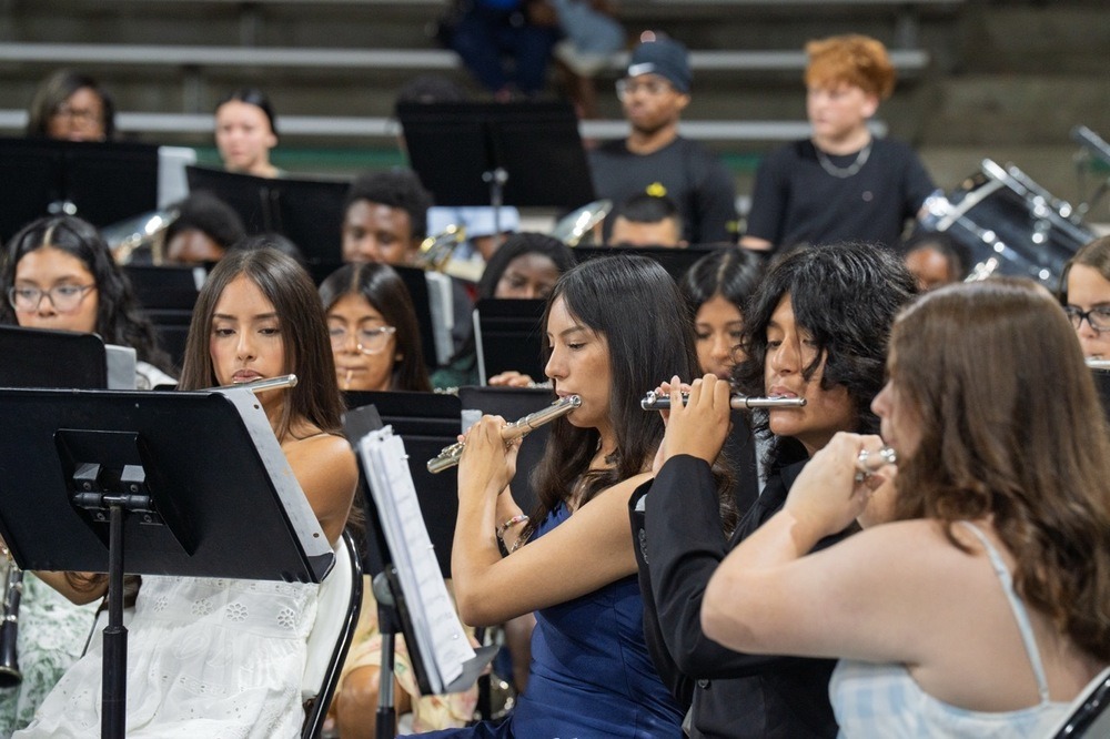 students performing music