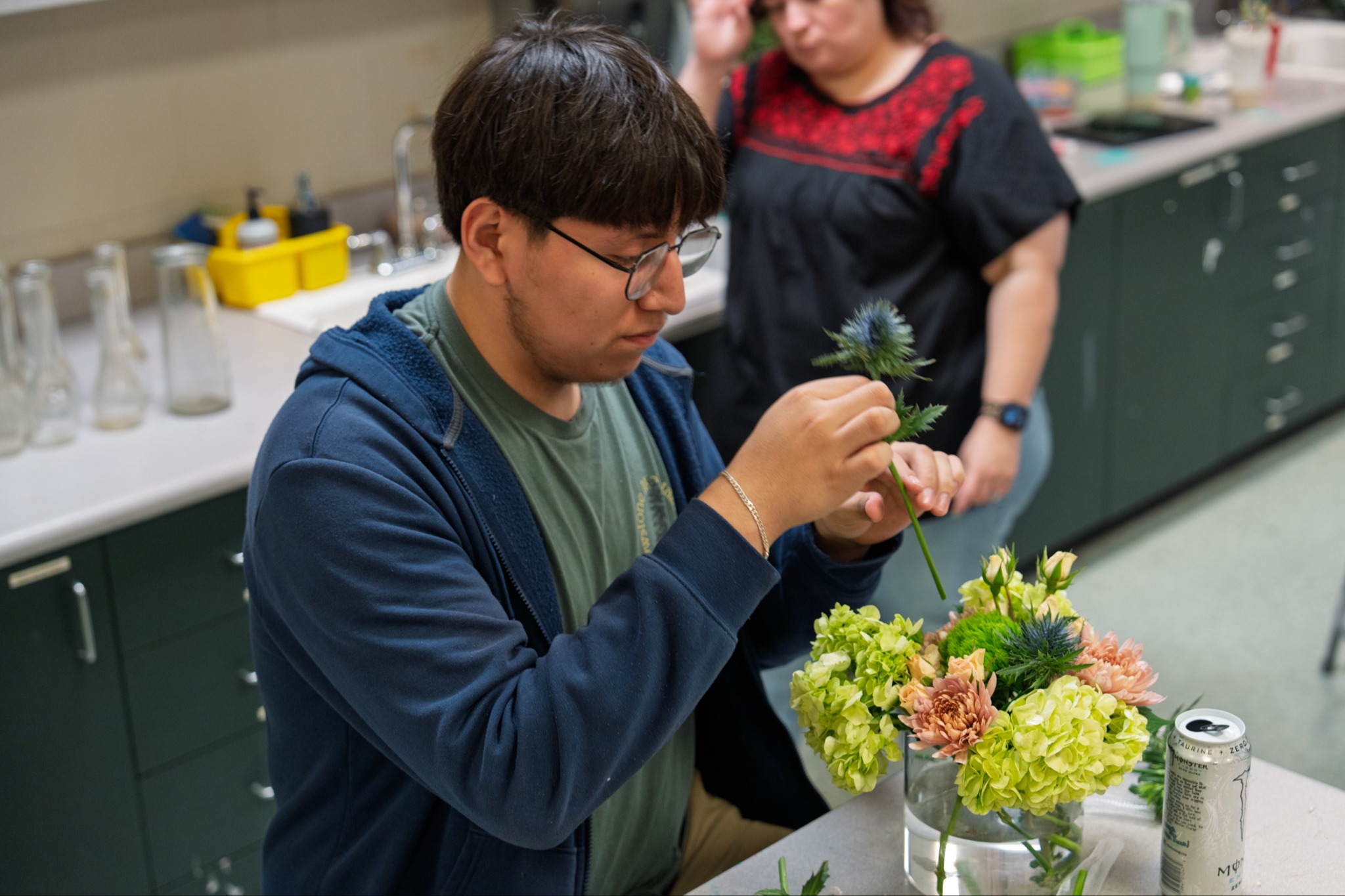 student in floral