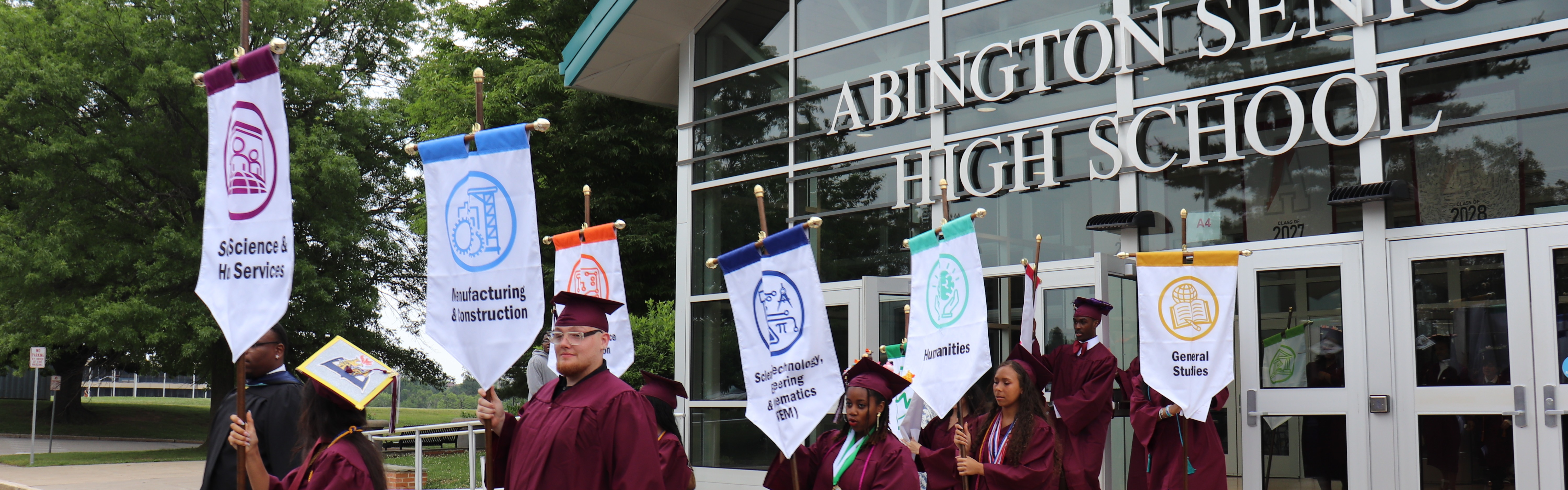 Commencement Procession outside of the main entrance