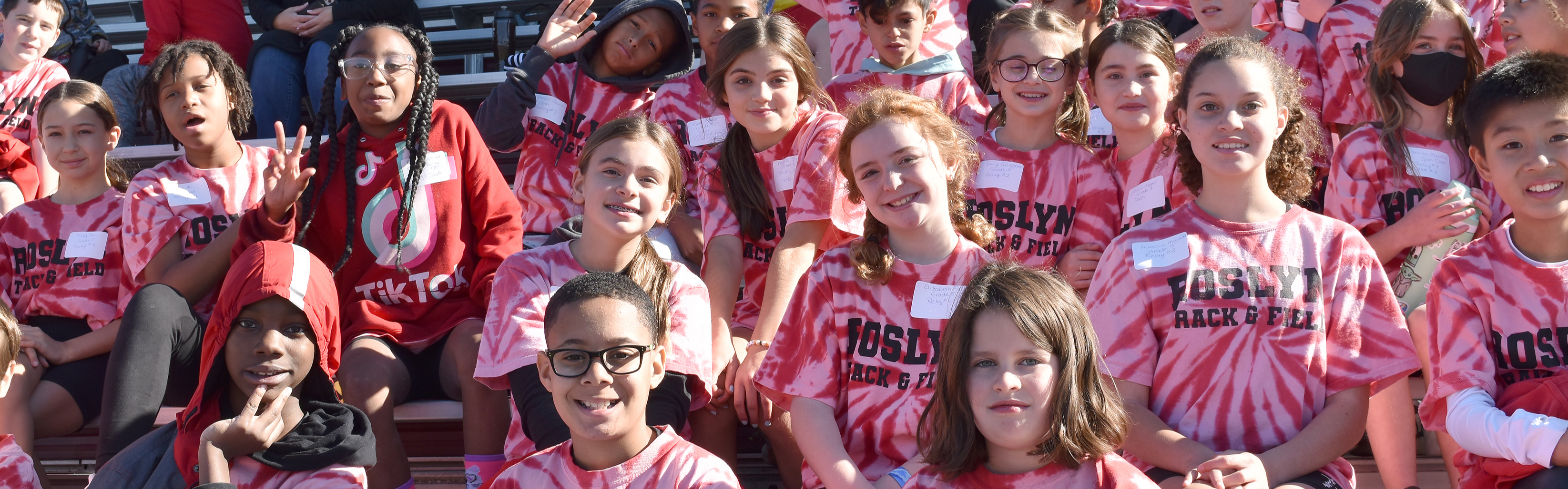 Roslyn students cheer at the Elementary Track Meet at Schwarzman Stadium.