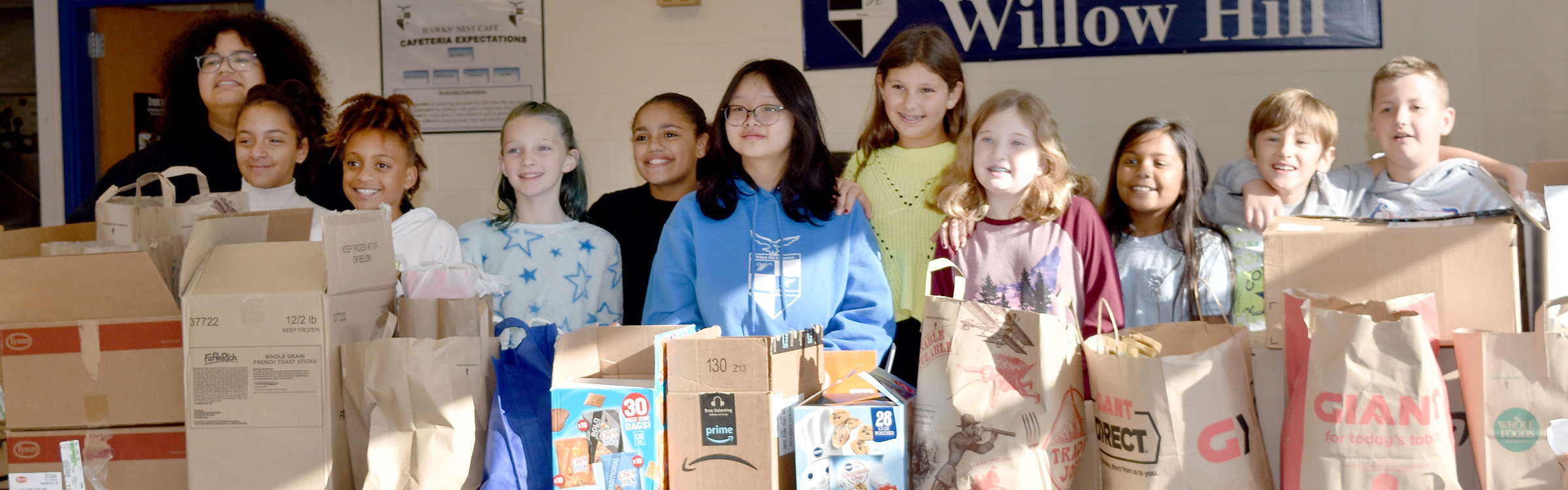 Willow Hill Elementary students gather donations for The Breathing Room organization.