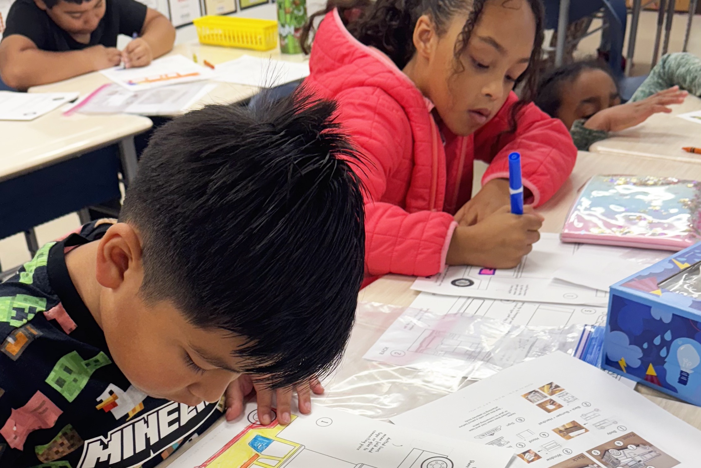 students working hard in class