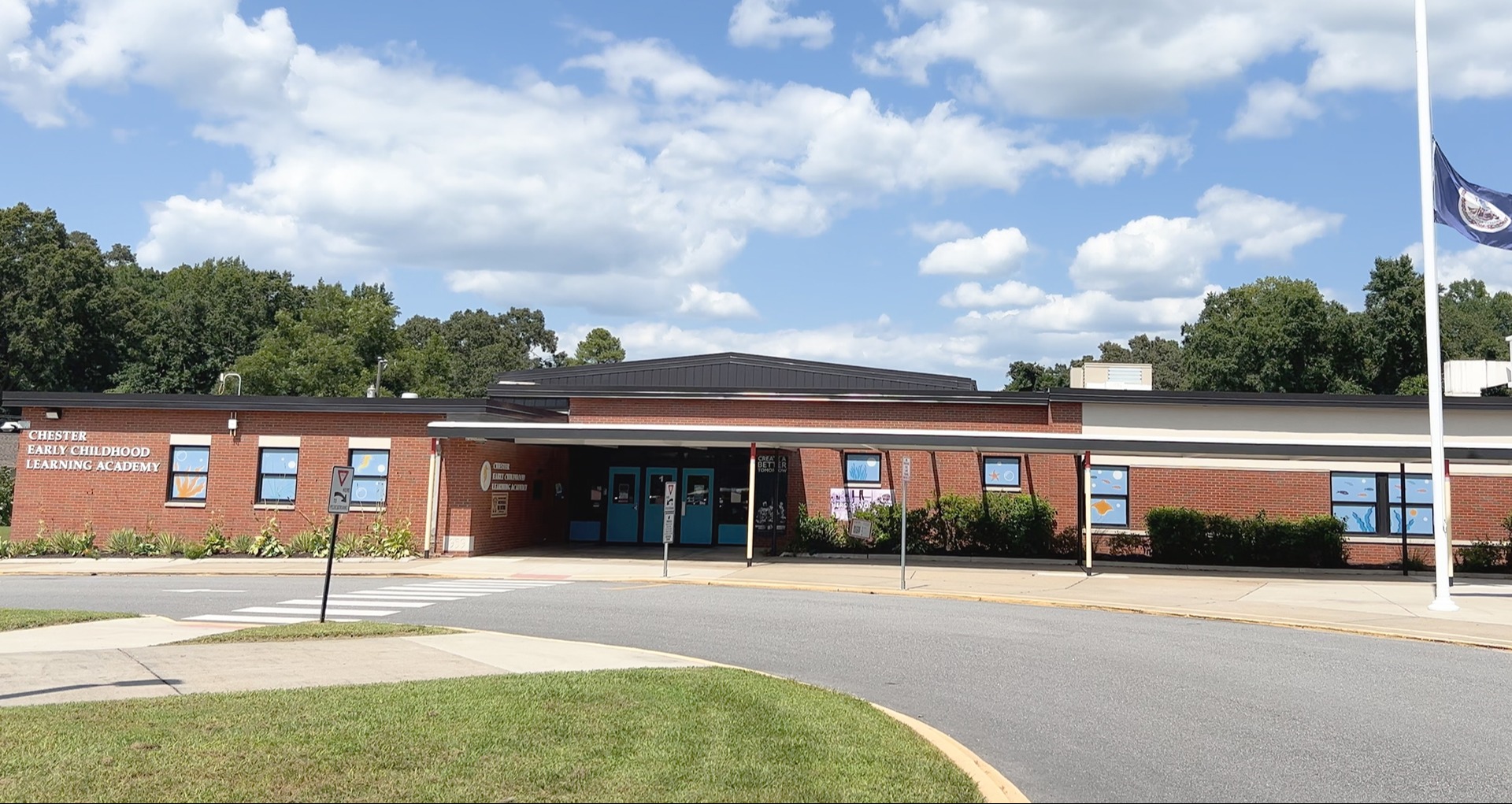 Front of school building