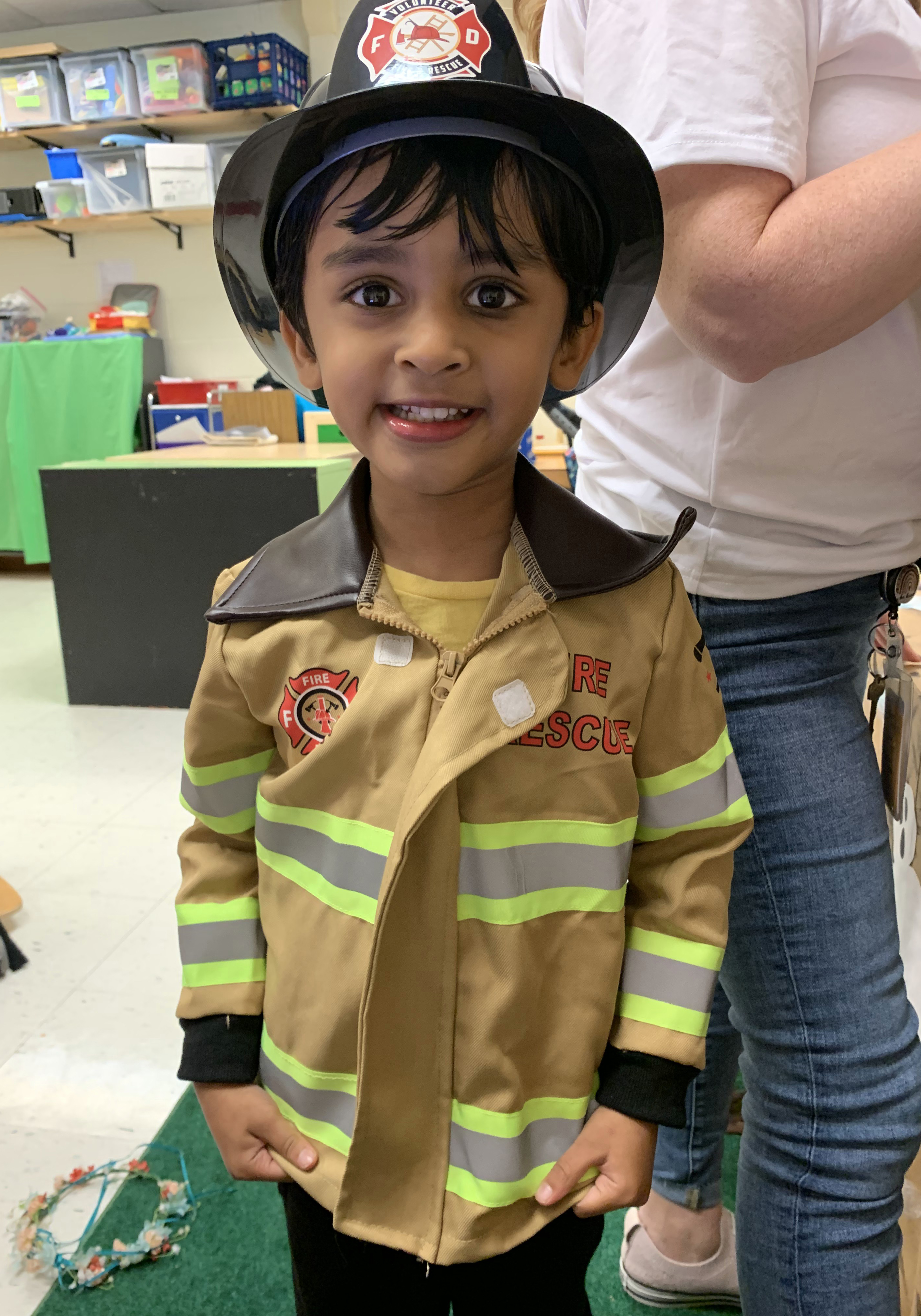 Student in a firefighter costume