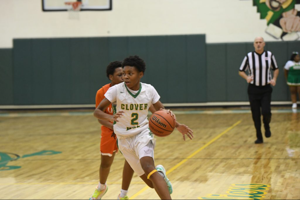A basketball player in action during a game