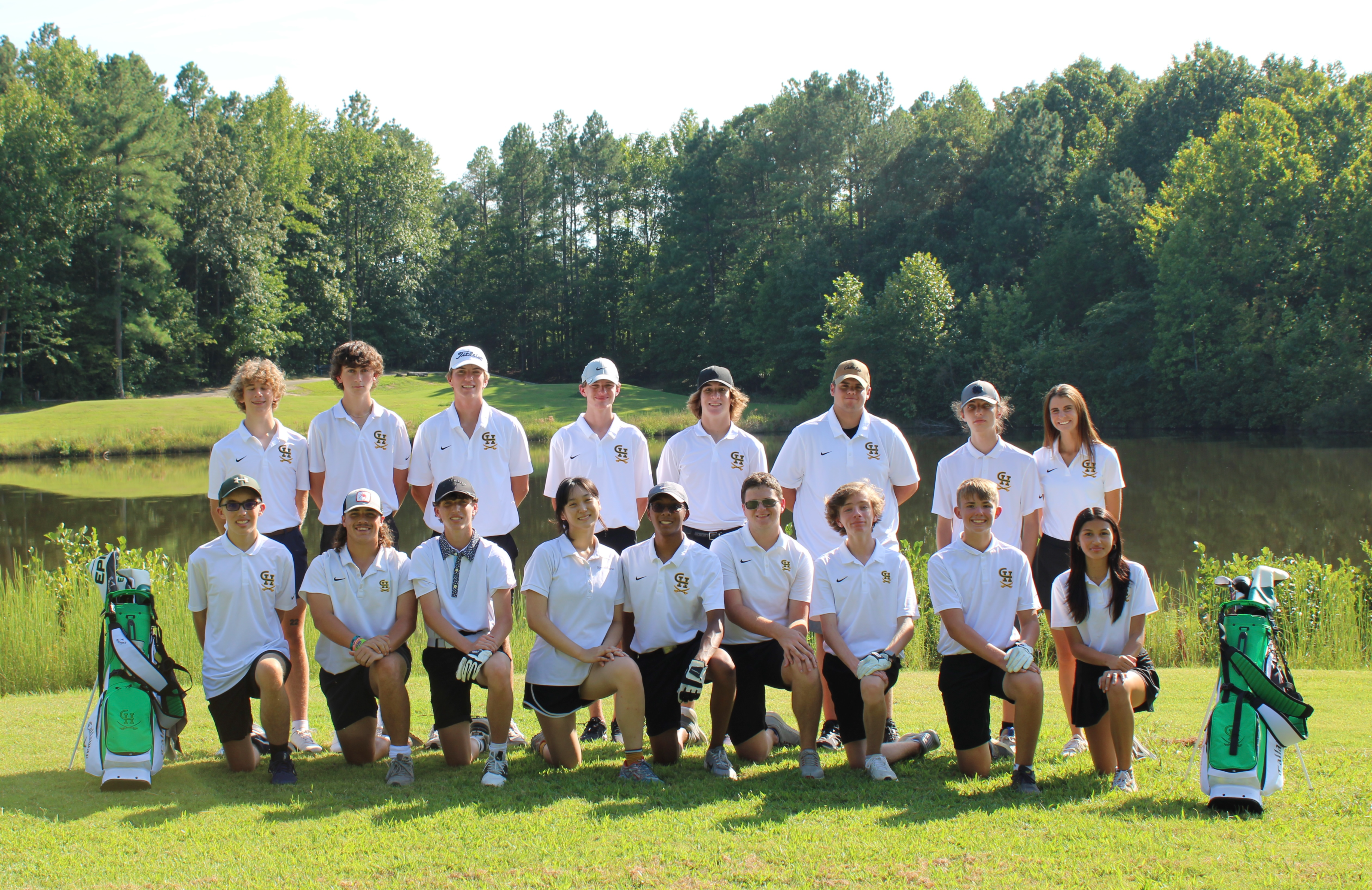 The Clover Hill High School golf team posing for a picture outside