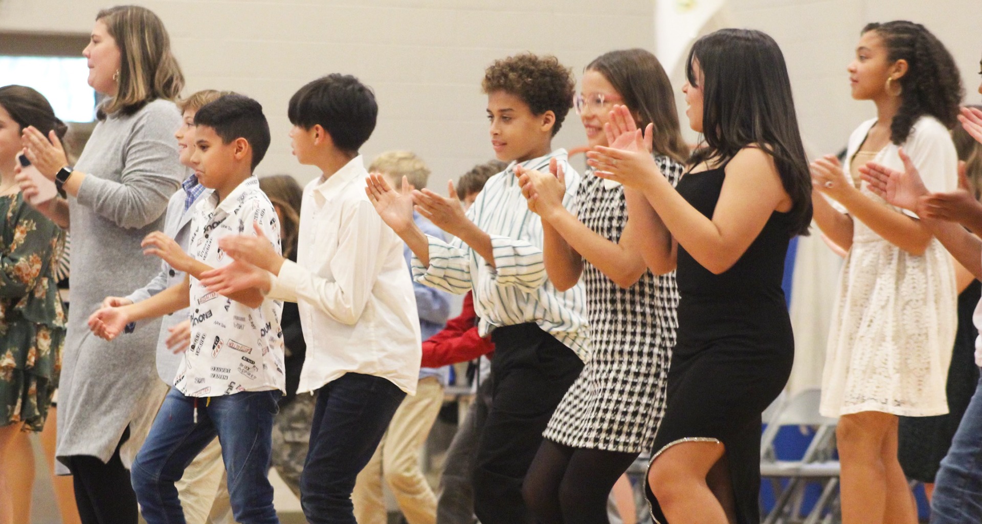 students line dancing