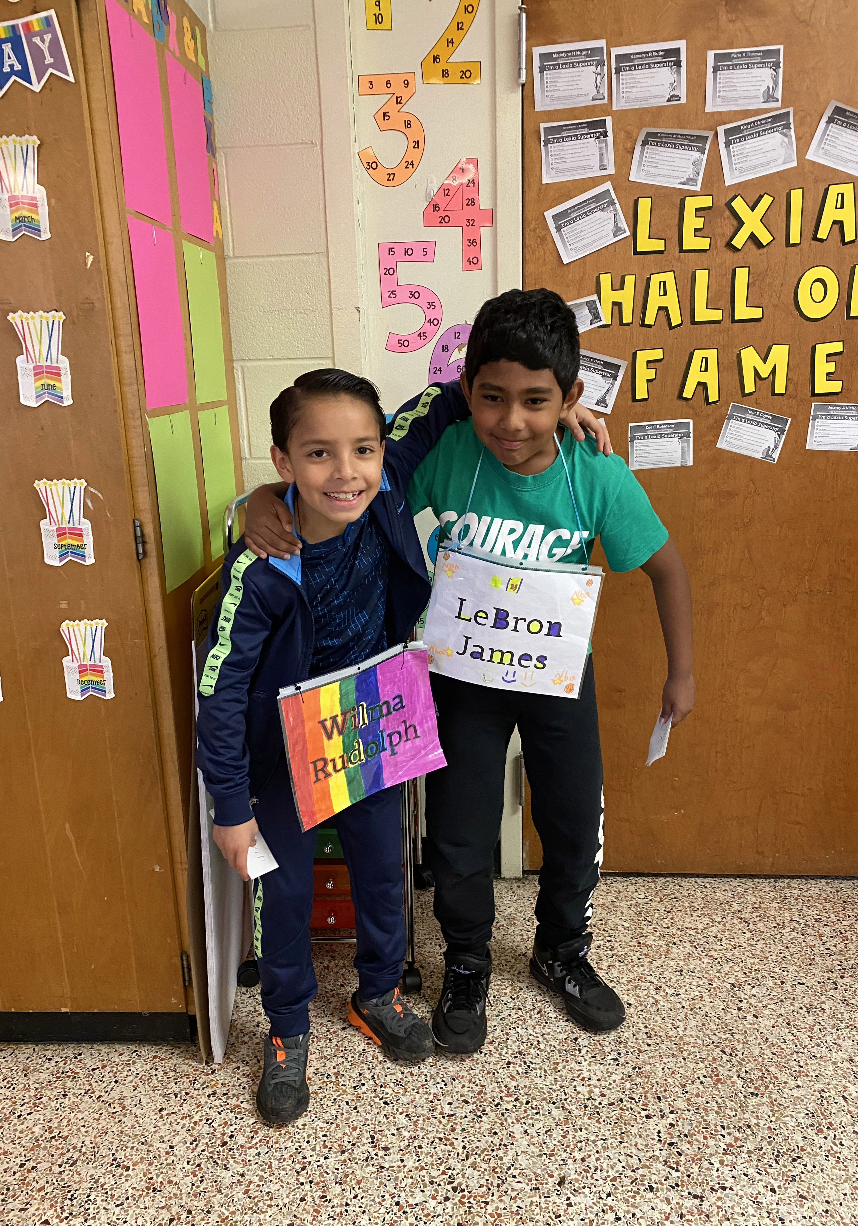 Two students dress as famous people