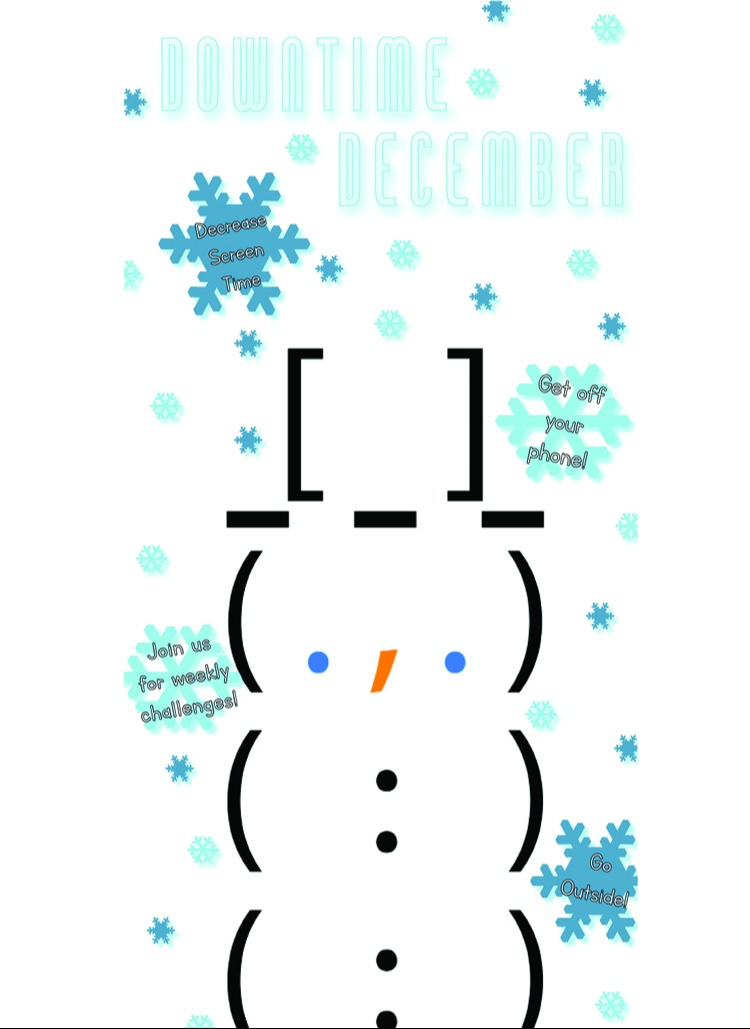 poster with snowman and snowflakes