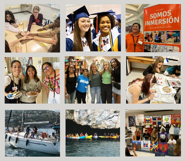 various photos of students