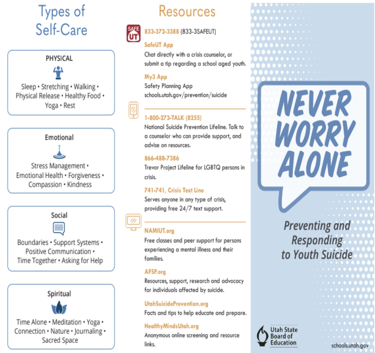Never Worry Alone, suicide prevention resource