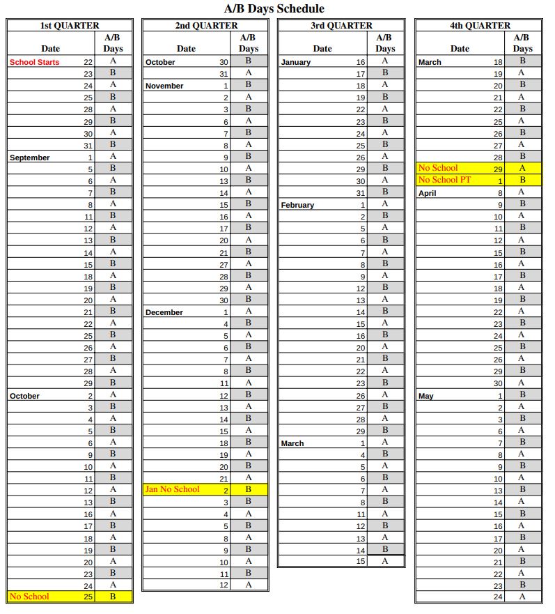 a/b schedule