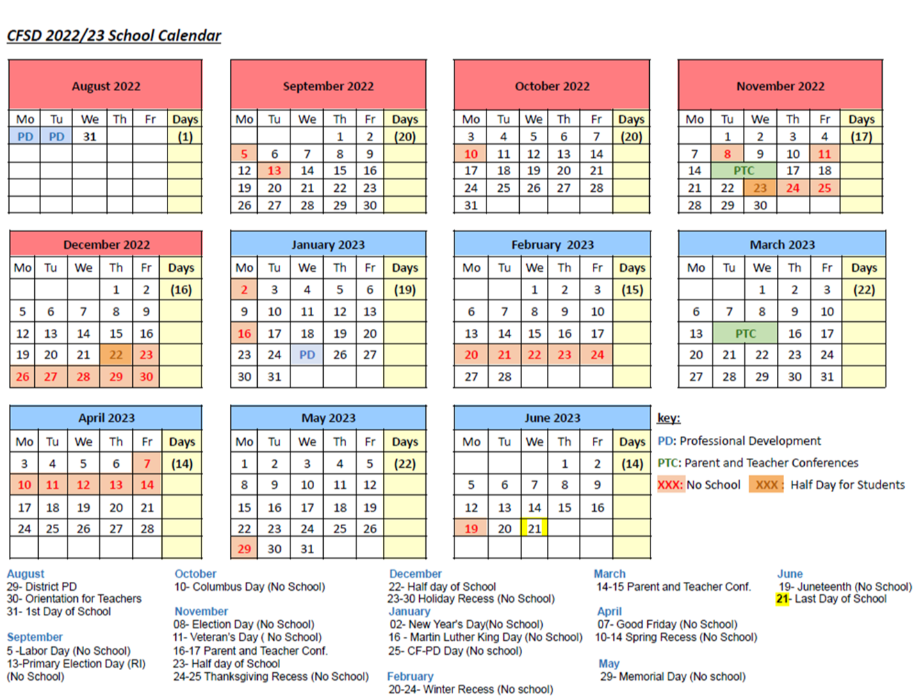 CFSD Calendar 22-23 