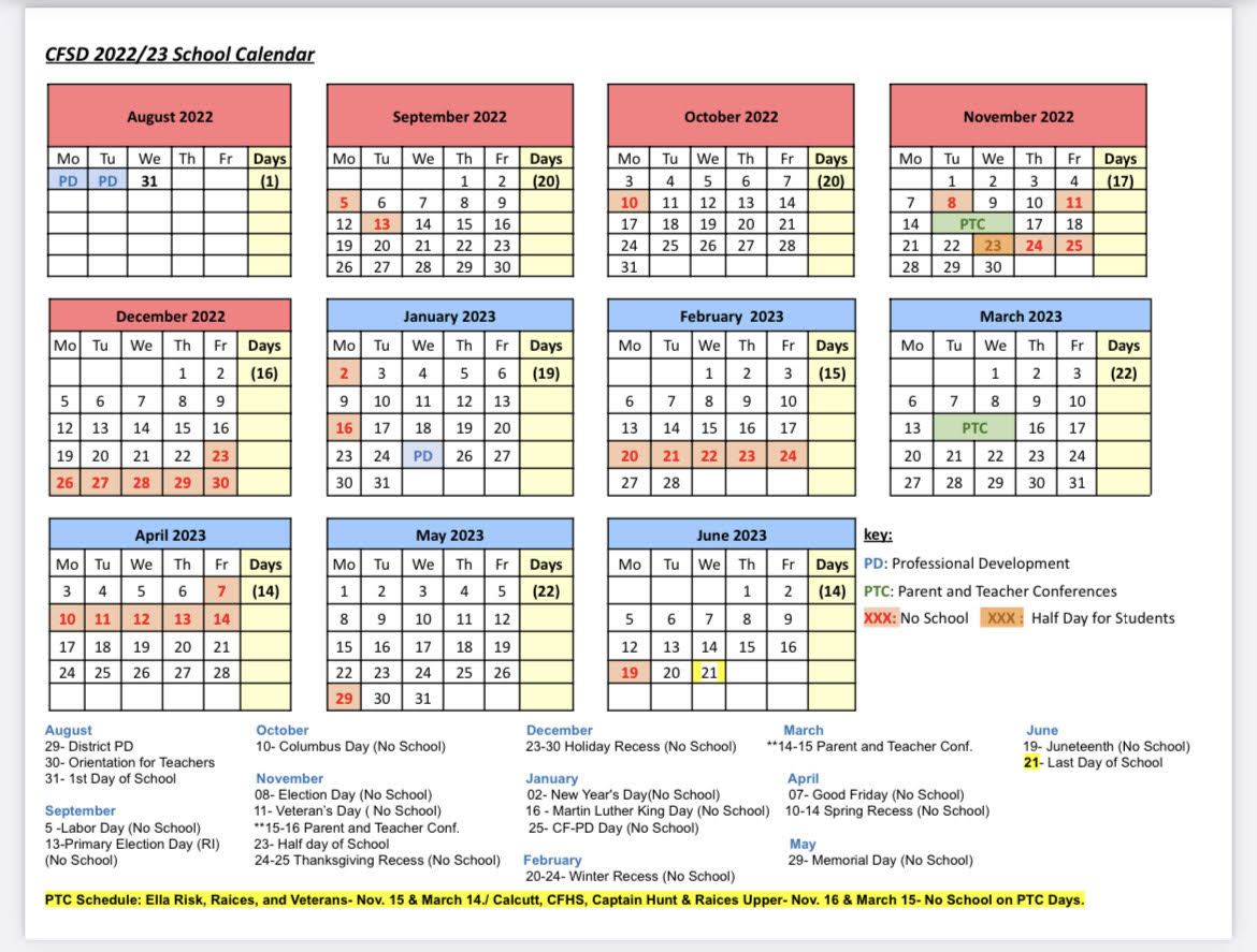 School Calendar 22-23 