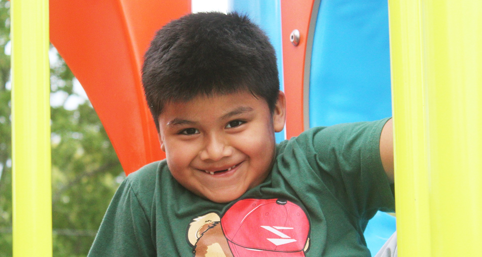 Student on jungle gym