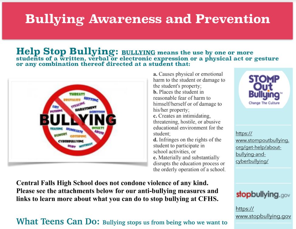 BULLYING AWARENESS AND PREVENTION FLYER