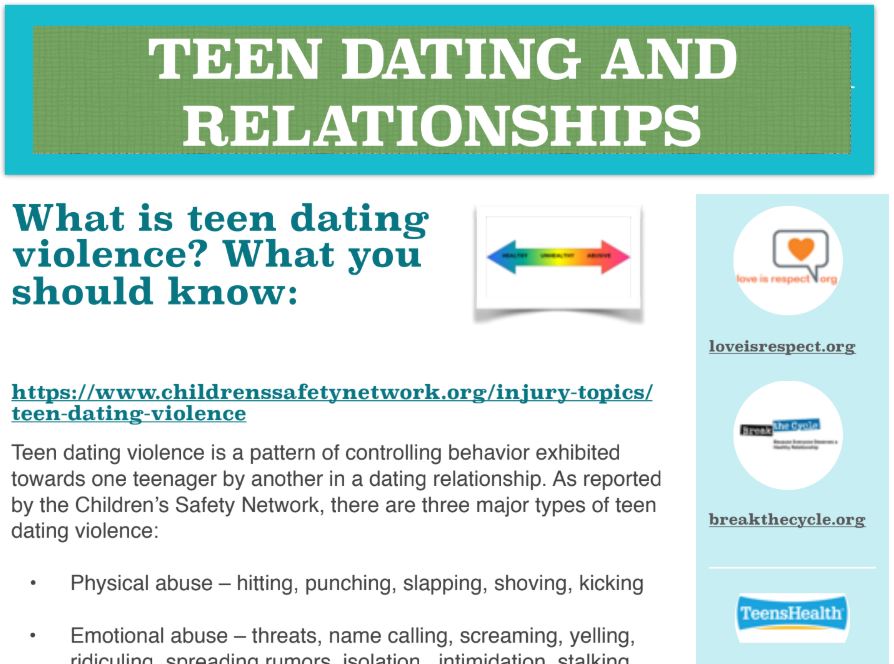 TEEN DATING AND RELATIONSHIPS INFO
