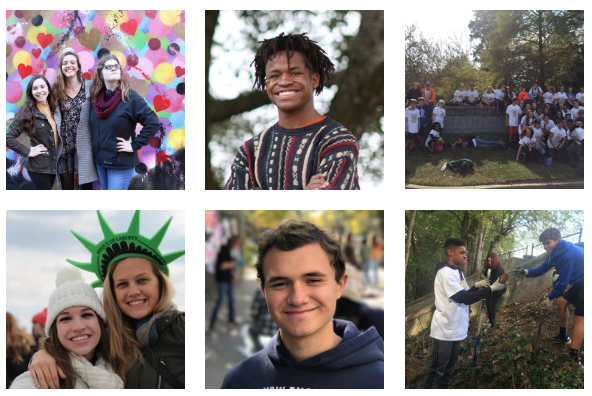 Collage of photos of students