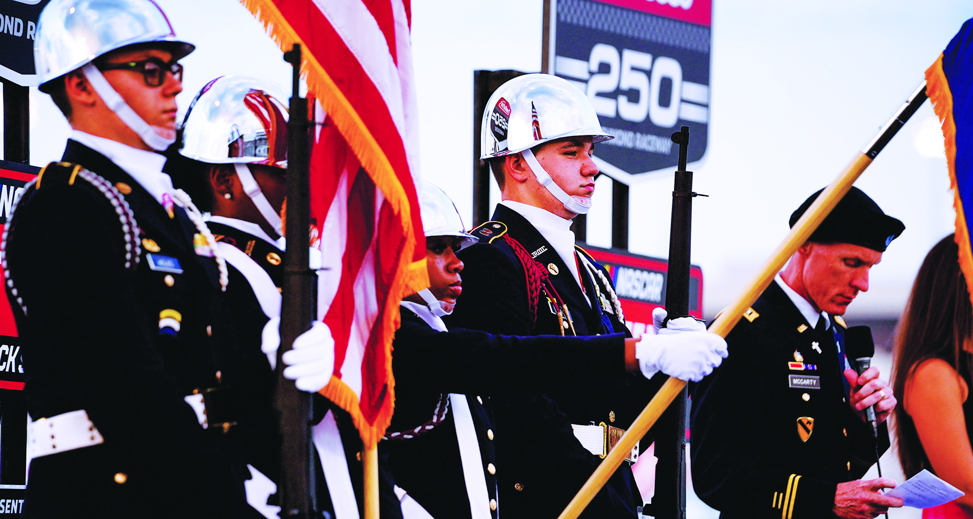 Guard holding flags