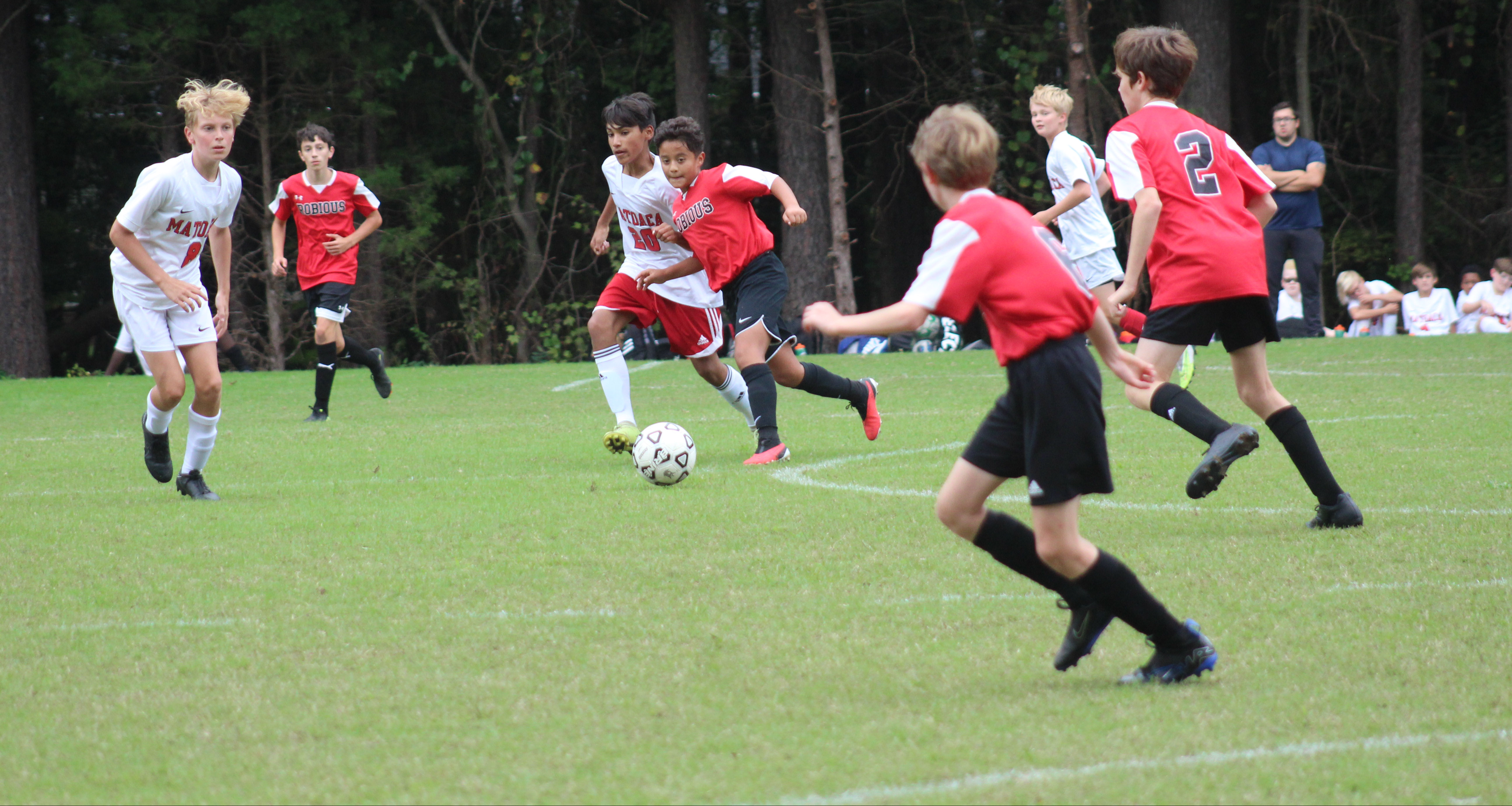 Boys soccer team in action on the field