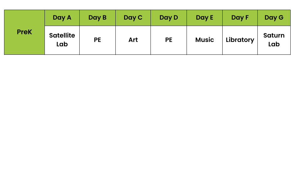 Pre-K Fine Arts Rotation