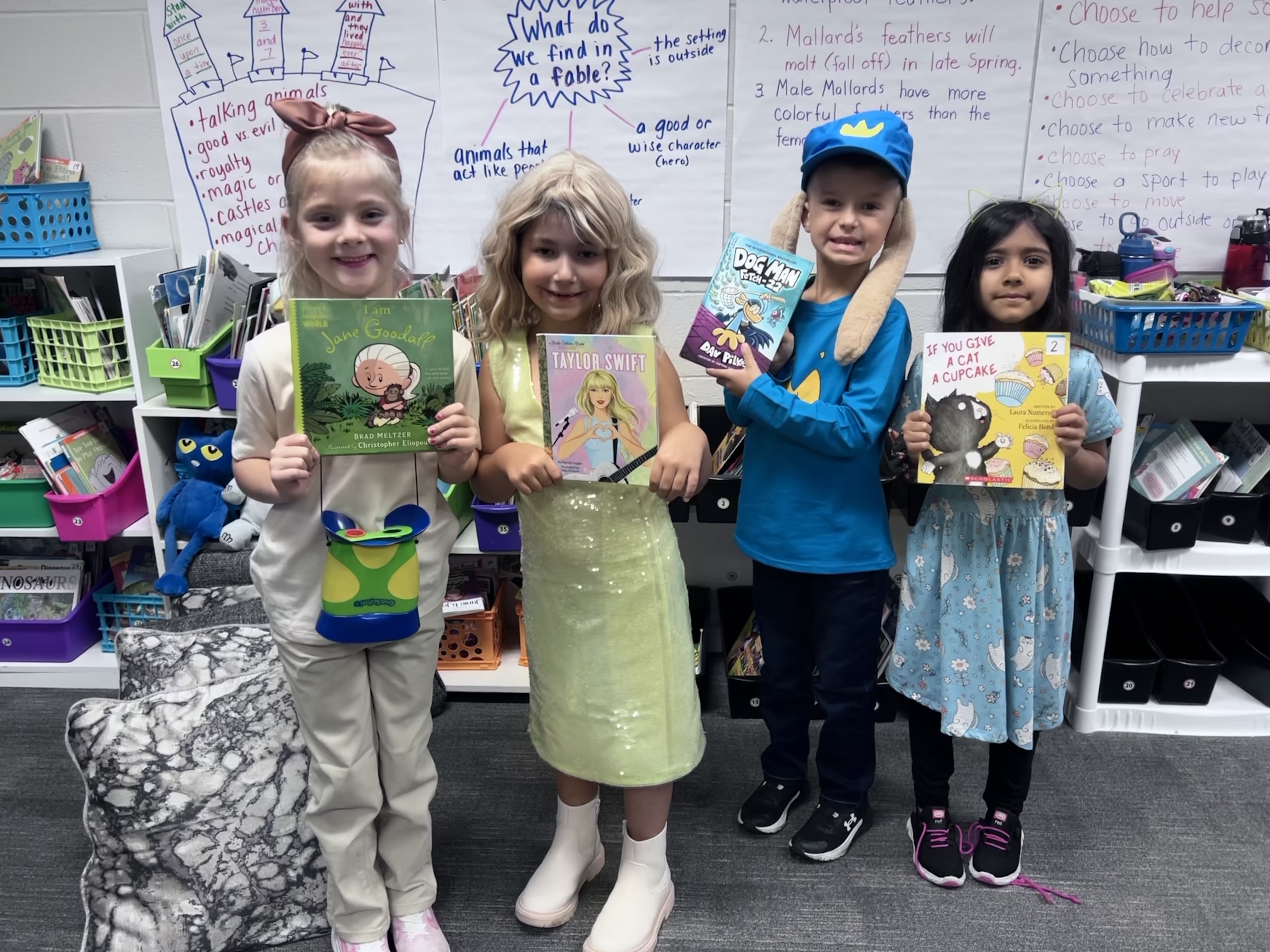 students dressed up for character parade