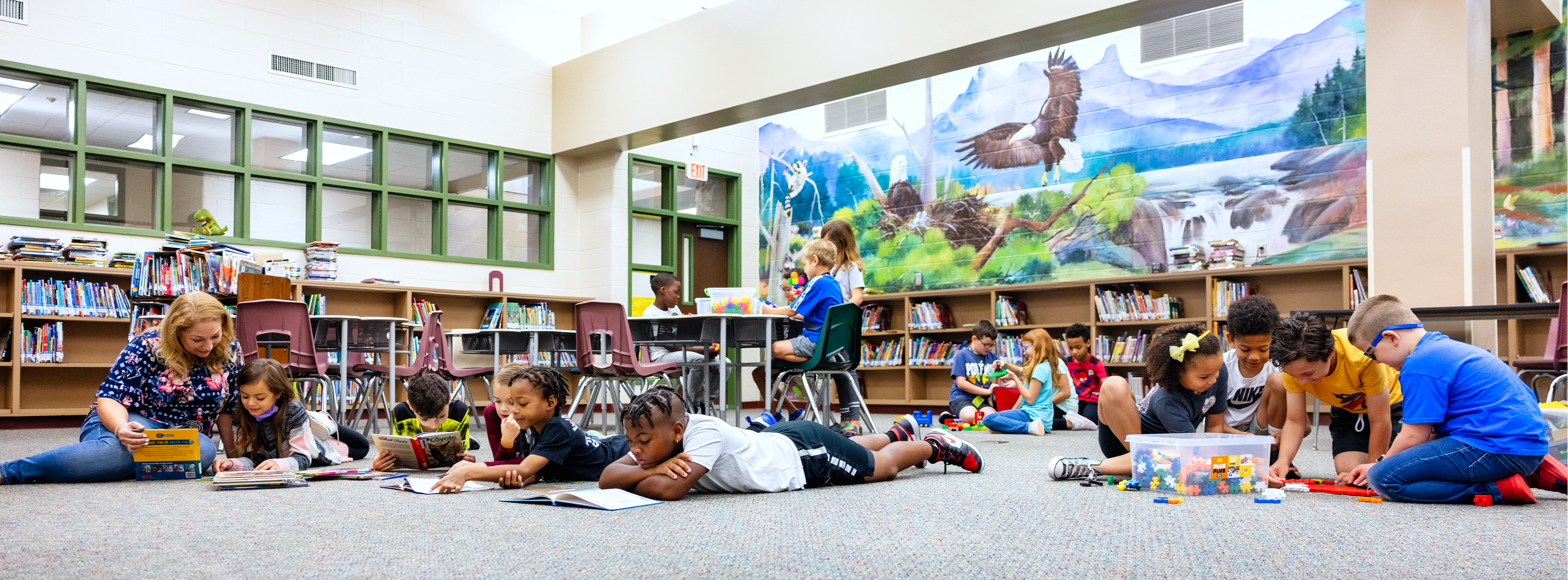 ESE Library with kids reading