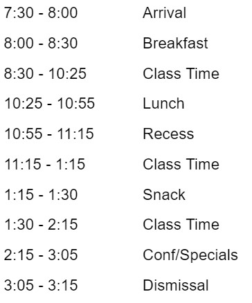 PreK Schedule