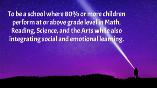 to be a school where 80% or more children perform at or above grade level in math, reading, science and the arts while also integrating social and emotional learning