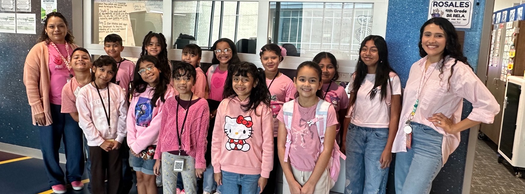 students in pink