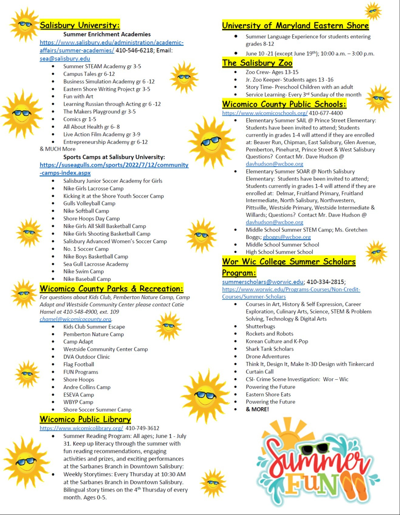 Summer Engagement Camps & Programs 2024 | Wicomico County Public Schools